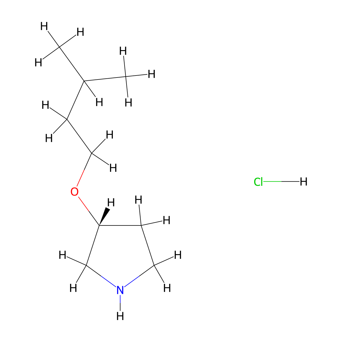 (3R)-3-(3-methylbutoxy)pyrrolidine hydrochloride molecular structure, CAS 2031242-18-7