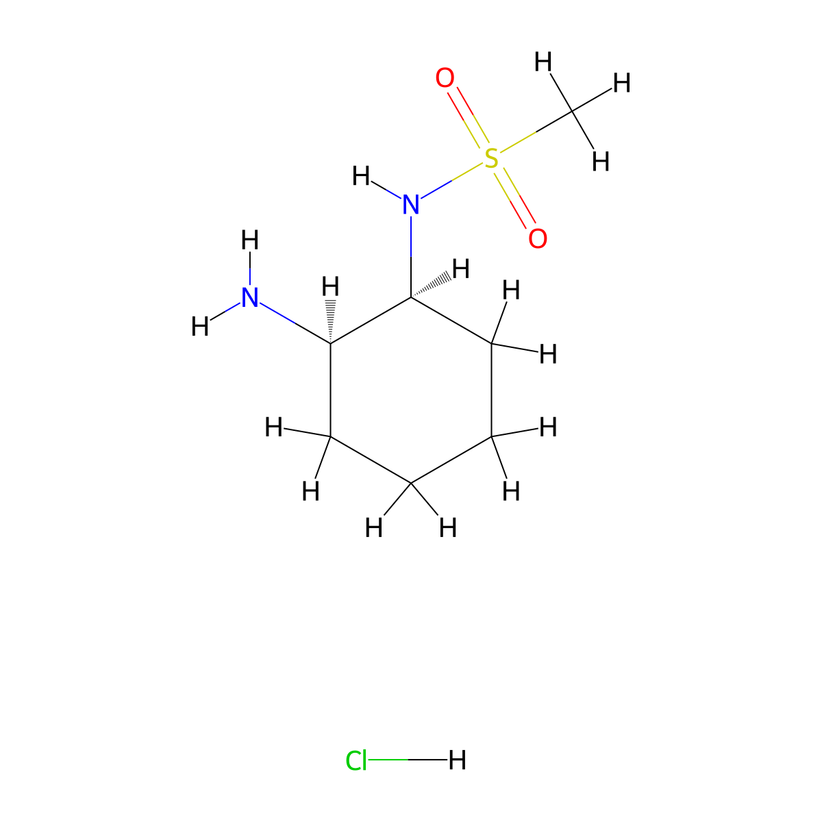 N-[(1S,2R)-2-aminocyclohexyl]methanesulfonamide;hydrochloride molecular structure, CAS 2031242-34-7