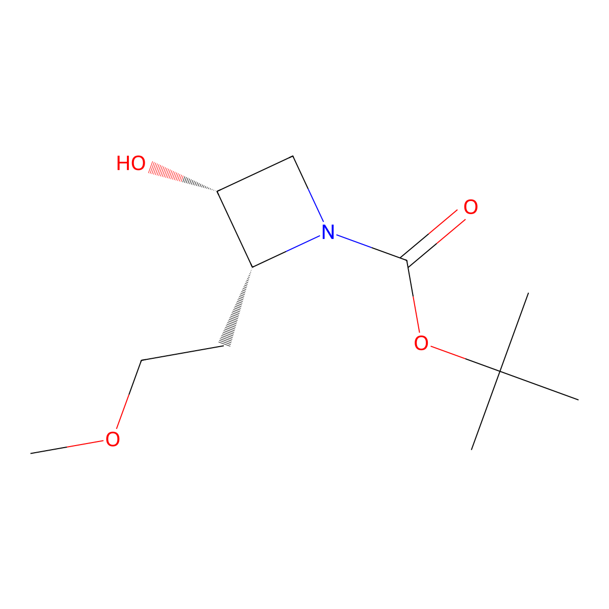 Tert-butyl (2R,3R)-3-hydroxy-2-(2-methoxyethyl)azetidine-1-carboxylate molecular structure, CAS 2031242-46-1