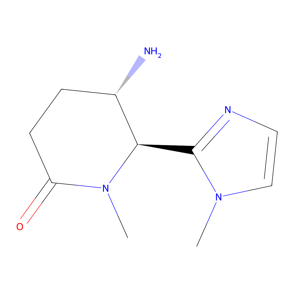 rac-(5R,6R)-5-amino-1-methyl-6-(1-methyl-1H-imidazol-2-yl)piperidin-2-one, trans molecular structure, CAS 2031242-51-8