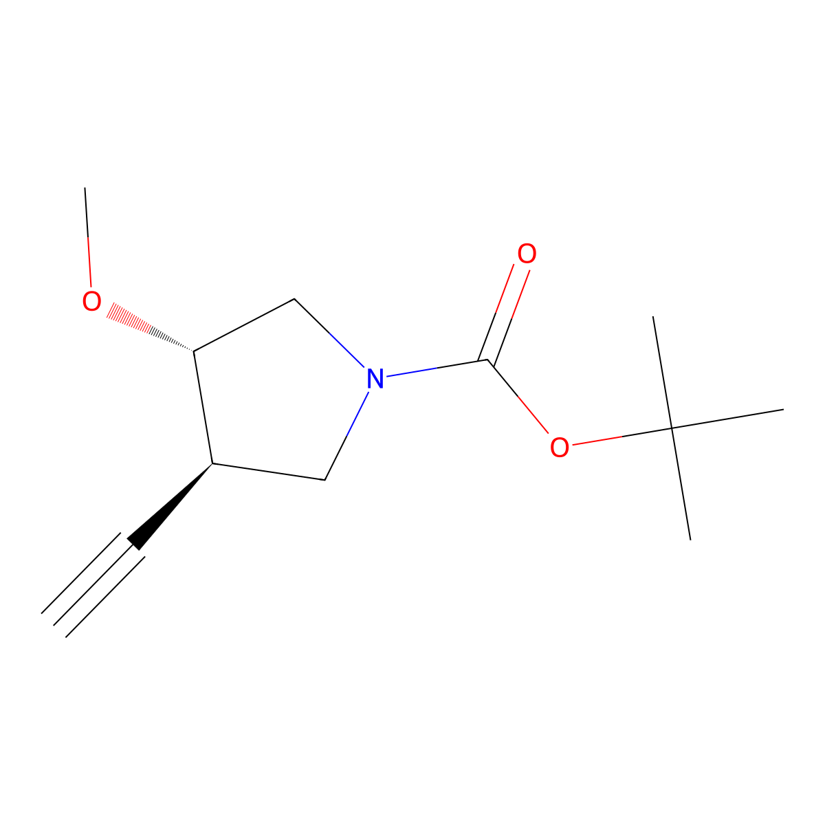 rac-tert-butyl (3R,4S)-3-ethynyl-4-methoxypyrrolidine-1-carboxylate molecular structure, CAS 2031242-53-0
