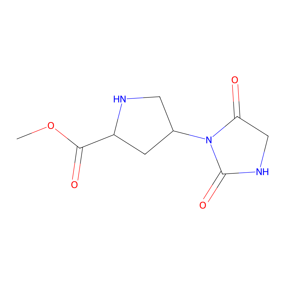 methyl (2S,4S)-4-(2,5-dioxoimidazolidin-1-yl)pyrrolidine-2-carboxylate molecular structure, CAS 2031242-55-2