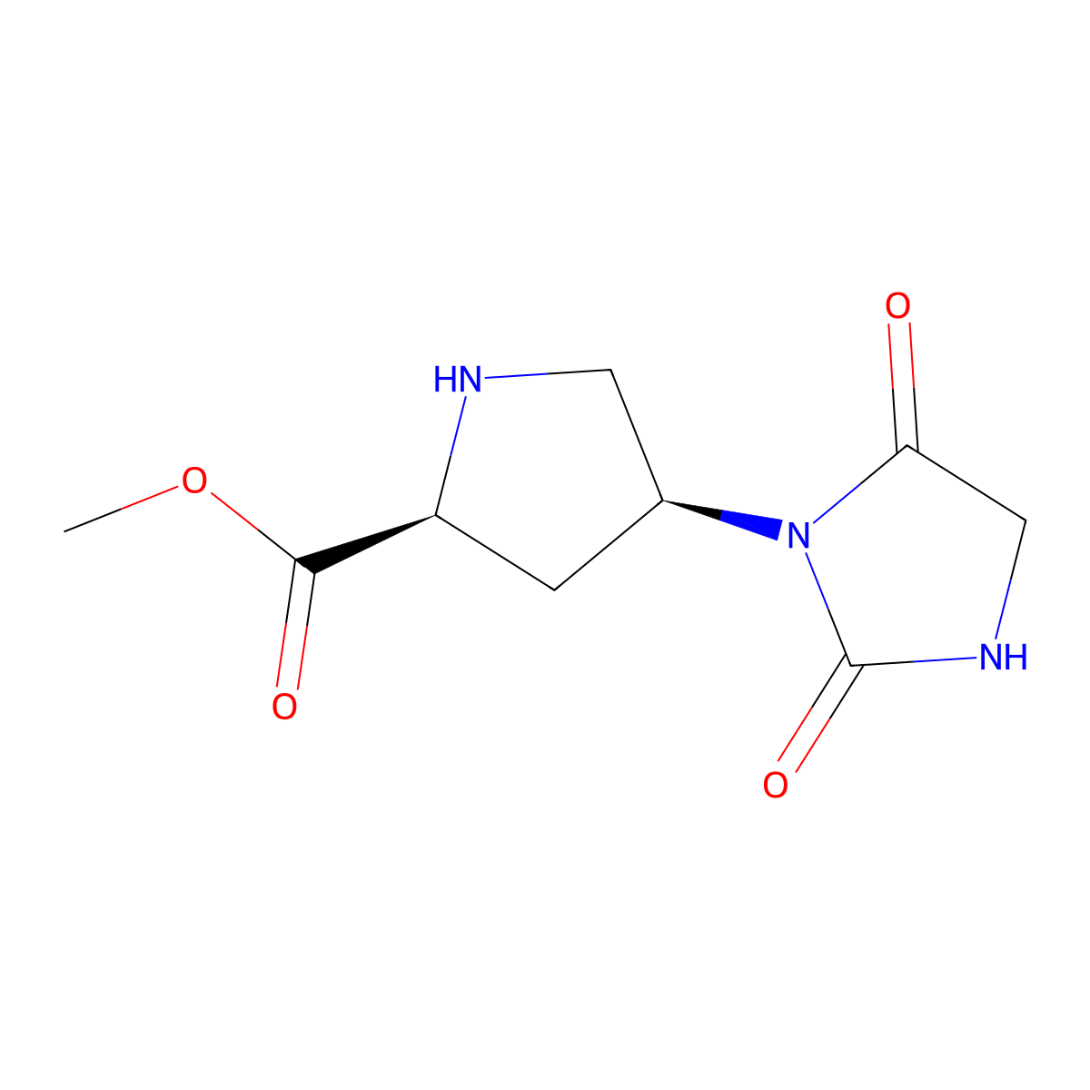 methyl (2S,4S)-4-(2,5-dioxoimidazolidin-1-yl)pyrrolidine-2-carboxylate molecular structure, CAS 2031242-55-2