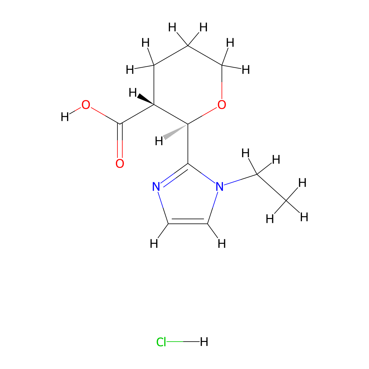 (2R,3R)-2-(1-ethyl-1H-imidazol-2-yl)oxane-3-carboxylic acid hydrochloride molecular structure, CAS 2031242-63-2