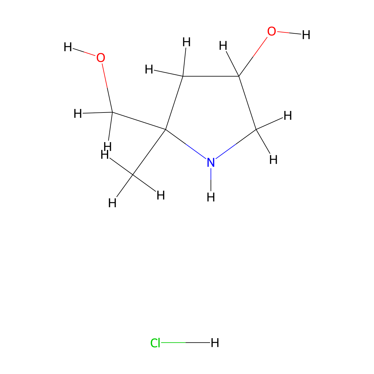 5-(Hydroxymethyl)-5-methylpyrrolidin-3-ol hydrochloride molecular structure, CAS 2031258-53-2