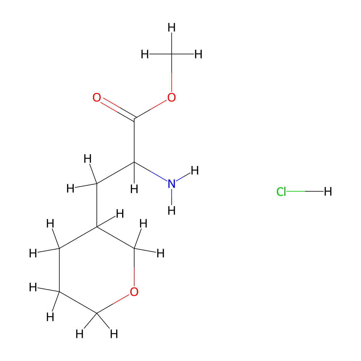 Methyl 2-amino-3-(oxan-3-yl)propanoate hydrochloride molecular structure, CAS 2031258-54-3