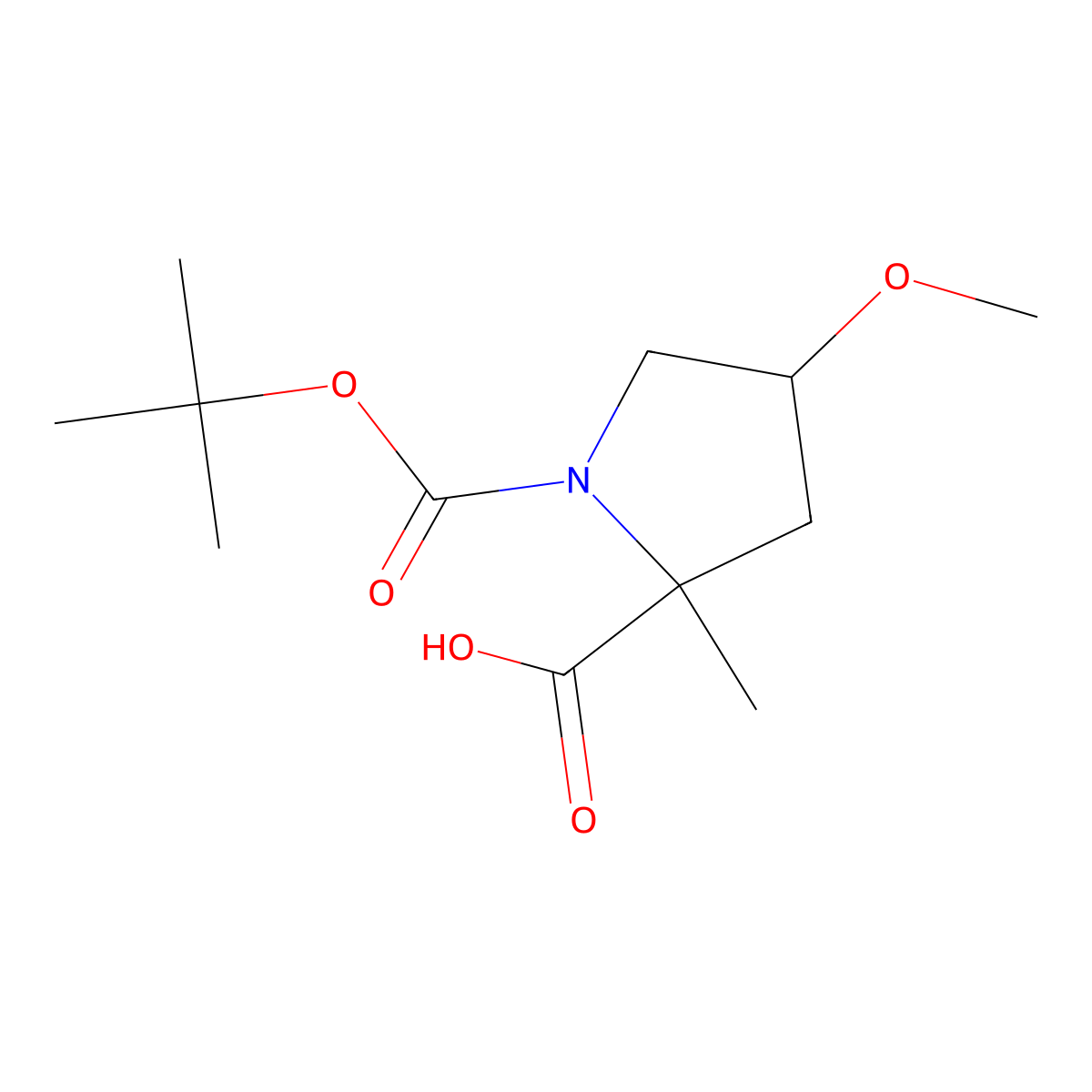 1-[(Tert-butoxy)carbonyl]-4-methoxy-2-methylpyrrolidine-2-carboxylic acid molecular structure, CAS 2031258-56-5