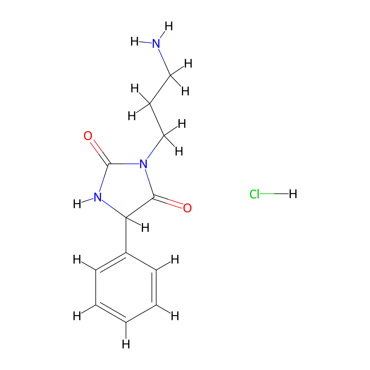 3-(3-Aminopropyl)-5-phenylimidazolidine-2,4-dione hydrochloride molecular structure, CAS 2031258-59-8