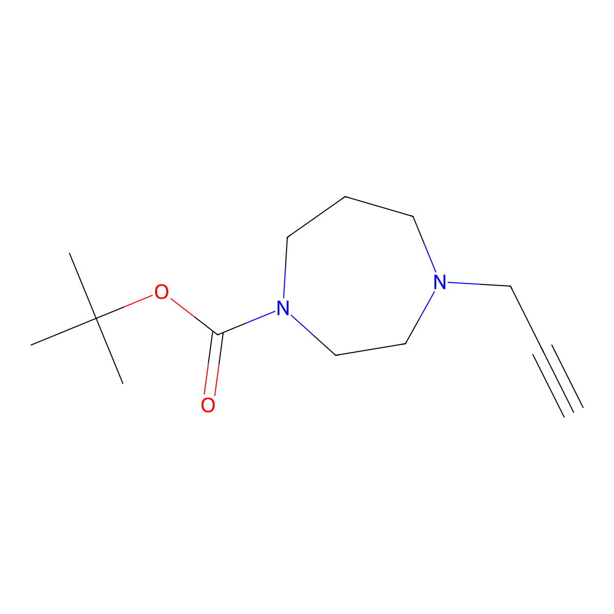 Tert-butyl 4-(prop-2-yn-1-yl)-1,4-diazepane-1-carboxylate molecular structure, CAS 2031258-67-8