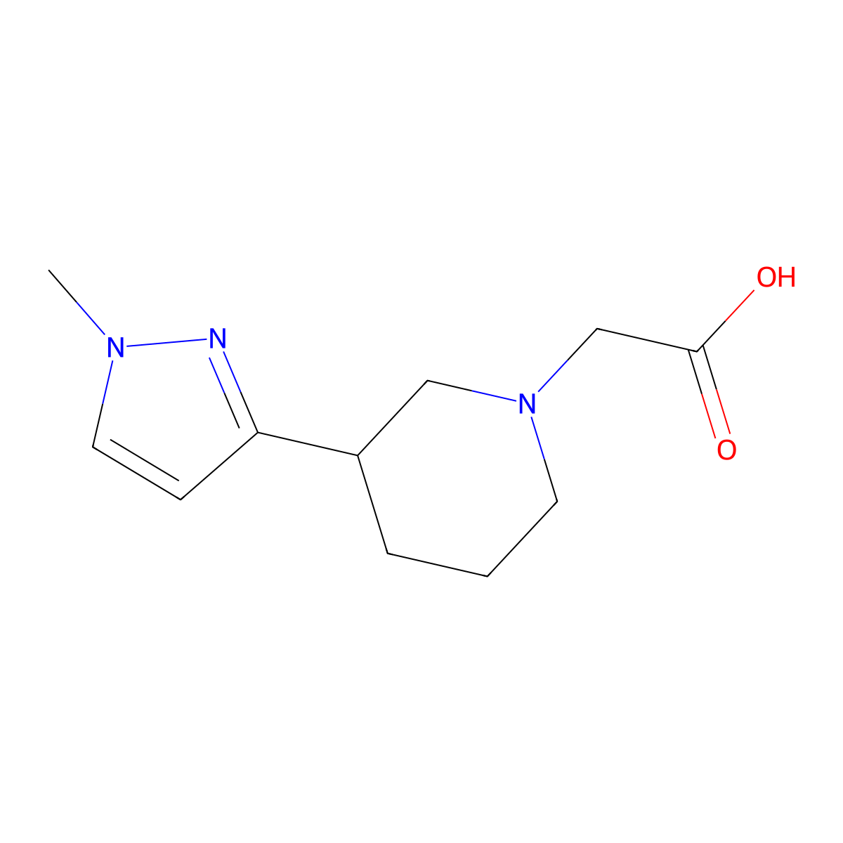 2-(3-(1-methyl-1H-pyrazol-3-yl)piperidin-1-yl)acetic acid molecular structure, CAS 2031258-73-6