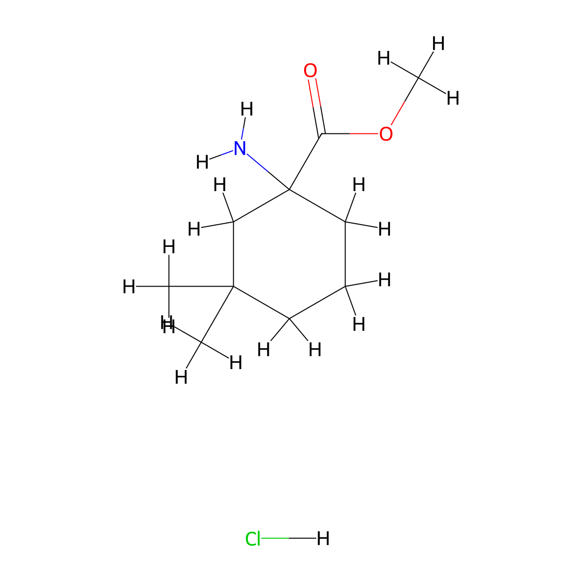 Methyl 1-amino-3,3-dimethylcyclohexane-1-carboxylate hydrochloride molecular structure, CAS 2031258-74-7