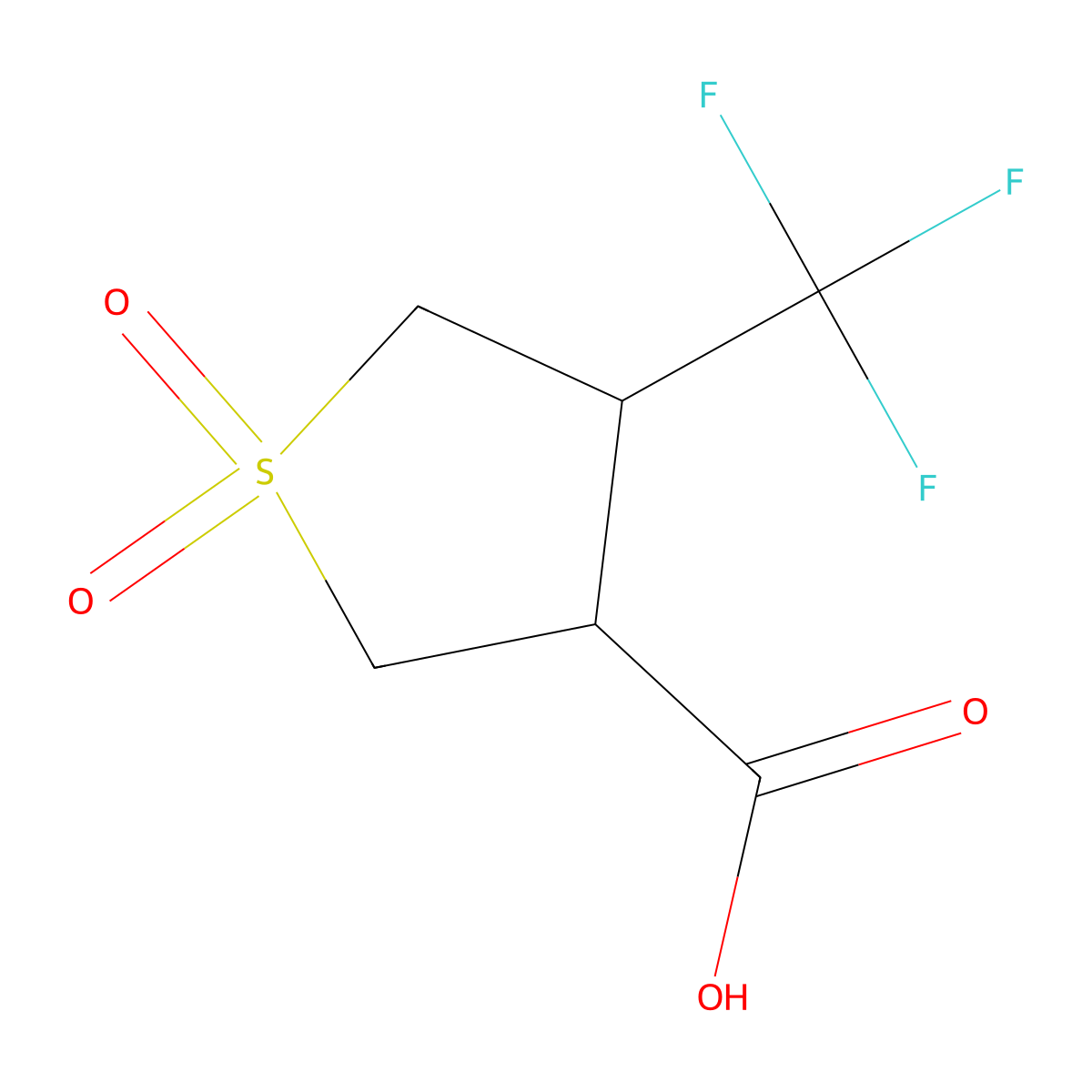 1,1-Dioxo-4-(trifluoromethyl)-1lambda6-thiolane-3-carboxylic acid molecular structure, CAS 2031258-82-7