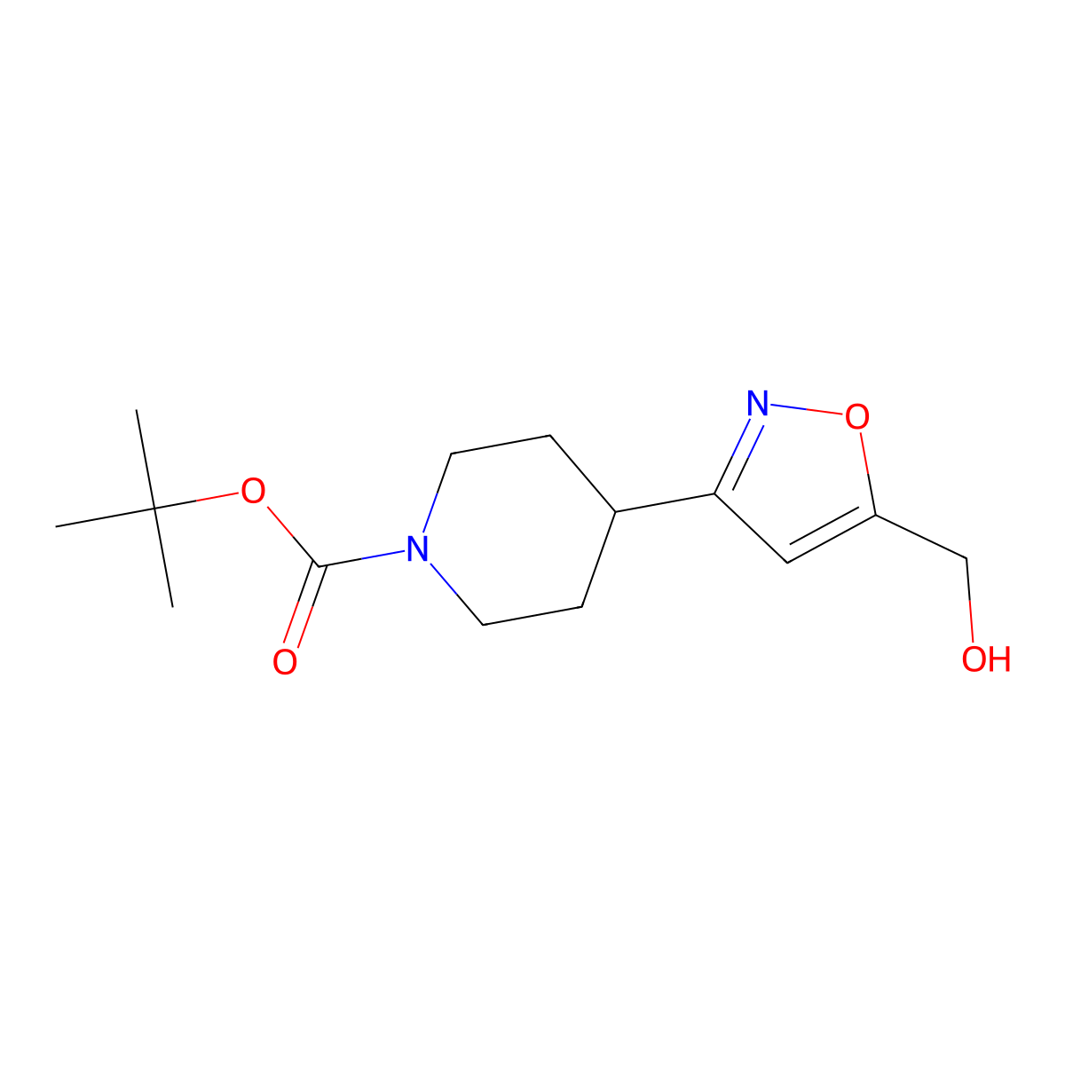 Tert-butyl 4-[5-(hydroxymethyl)-1,2-oxazol-3-yl]piperidine-1-carboxylate molecular structure, CAS 2031258-93-0