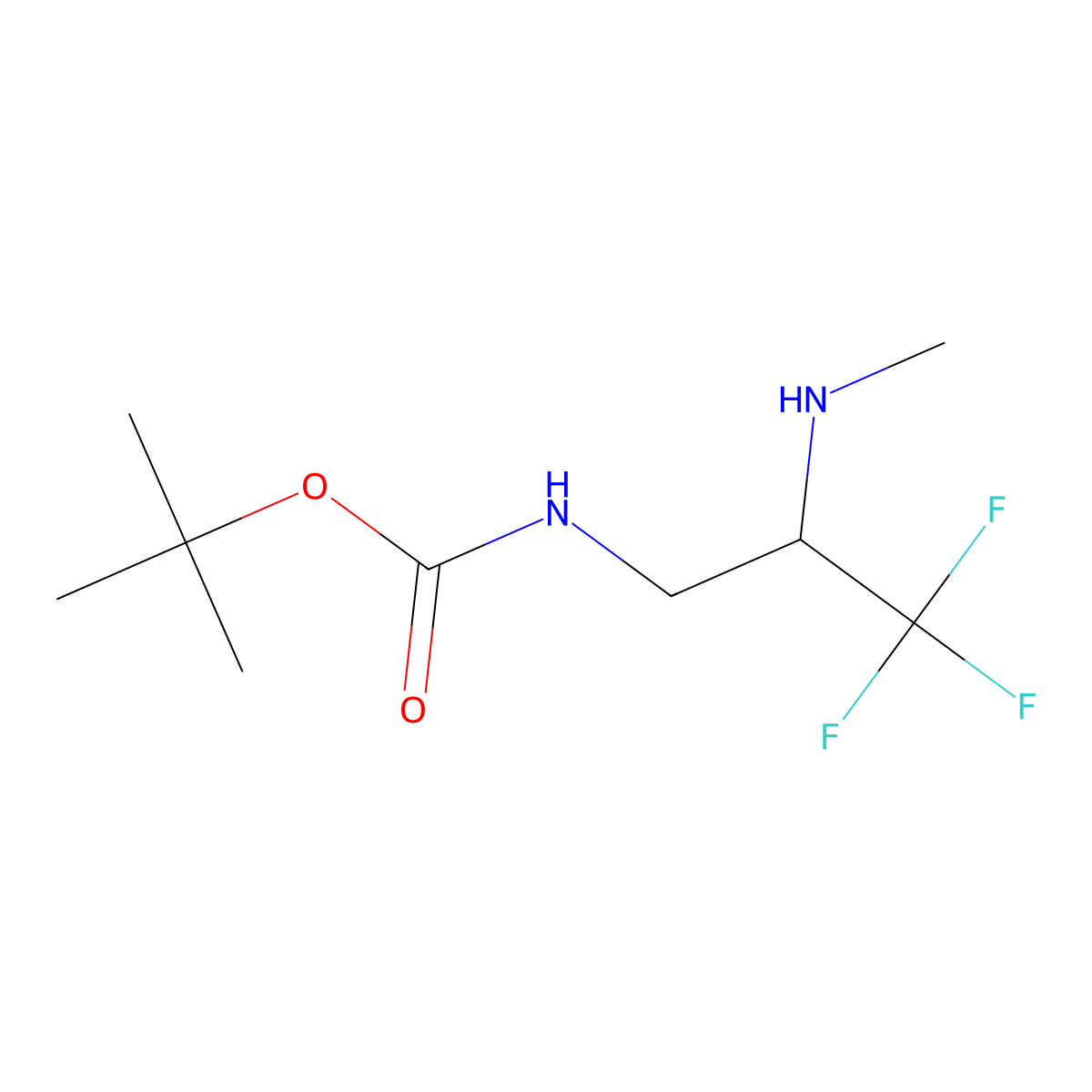 tert-butyl N-(3,3,3-trifluoro-2-(methylamino)propyl)carbamate molecular structure, CAS 2031259-01-3