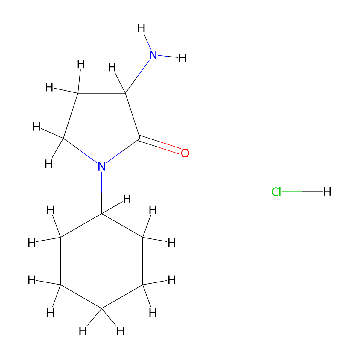 3-Amino-1-cyclohexylpyrrolidin-2-one hydrochloride molecular structure, CAS 2031259-02-4