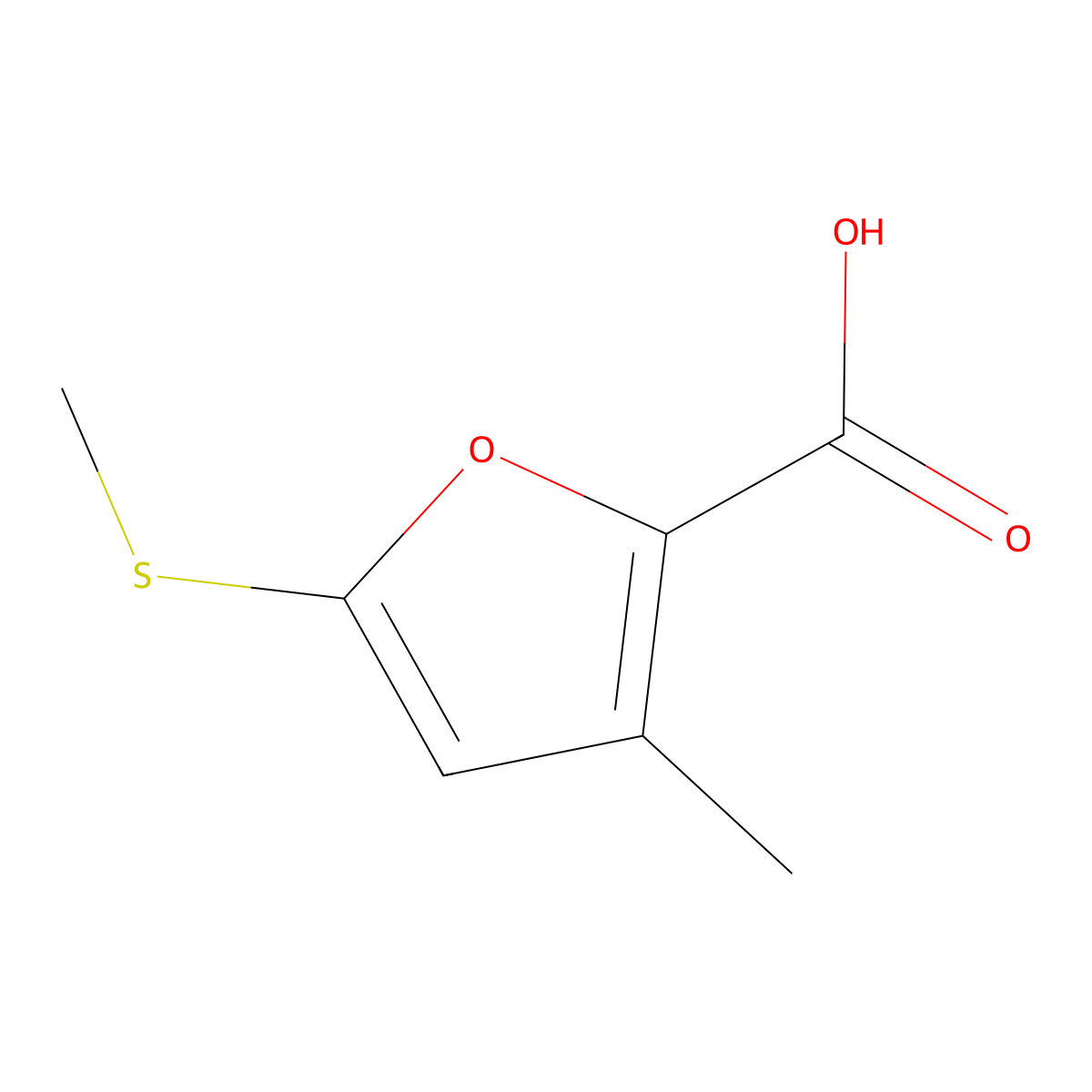 3-Methyl-5-(methylsulfanyl)furan-2-carboxylic acid molecular structure, CAS 2031259-10-4
