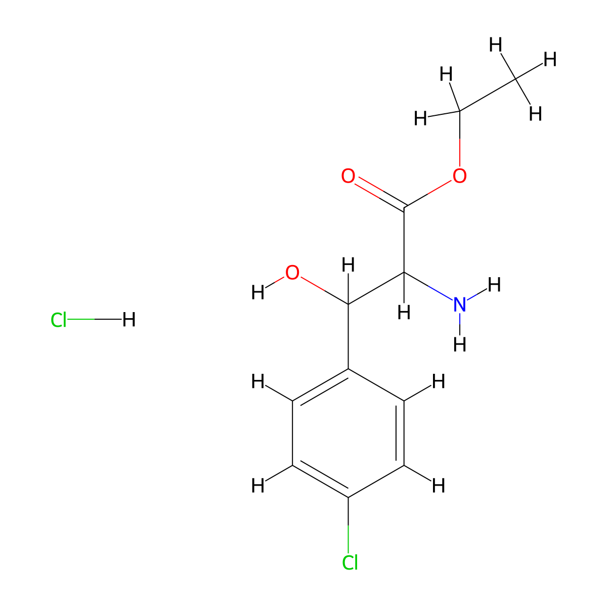 Ethyl 2-amino-3-(4-chlorophenyl)-3-hydroxypropanoate hydrochloride molecular structure, CAS 2031259-14-8