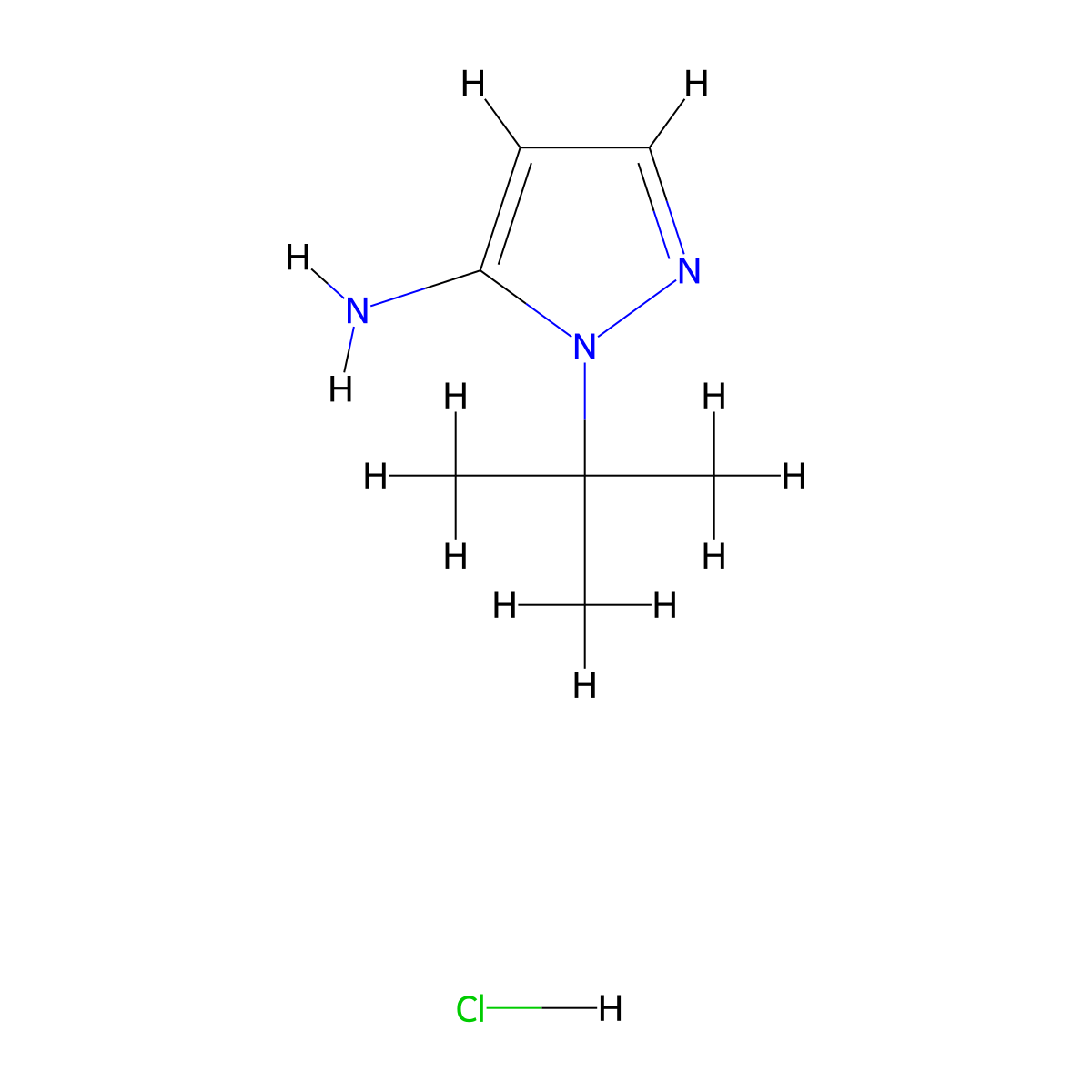 1-tert-butyl-1H-pyrazol-5-amine hydrochloride molecular structure, CAS 2031259-20-6