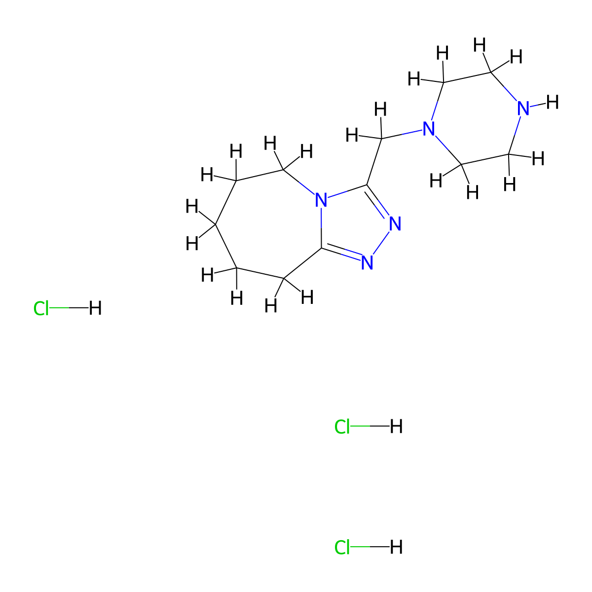 1-({5H,6H,7H,8H,9H-[1,2,4]triazolo[4,3-a]azepin-3-yl}methyl)piperazine trihydrochloride molecular structure, CAS 2031259-23-9