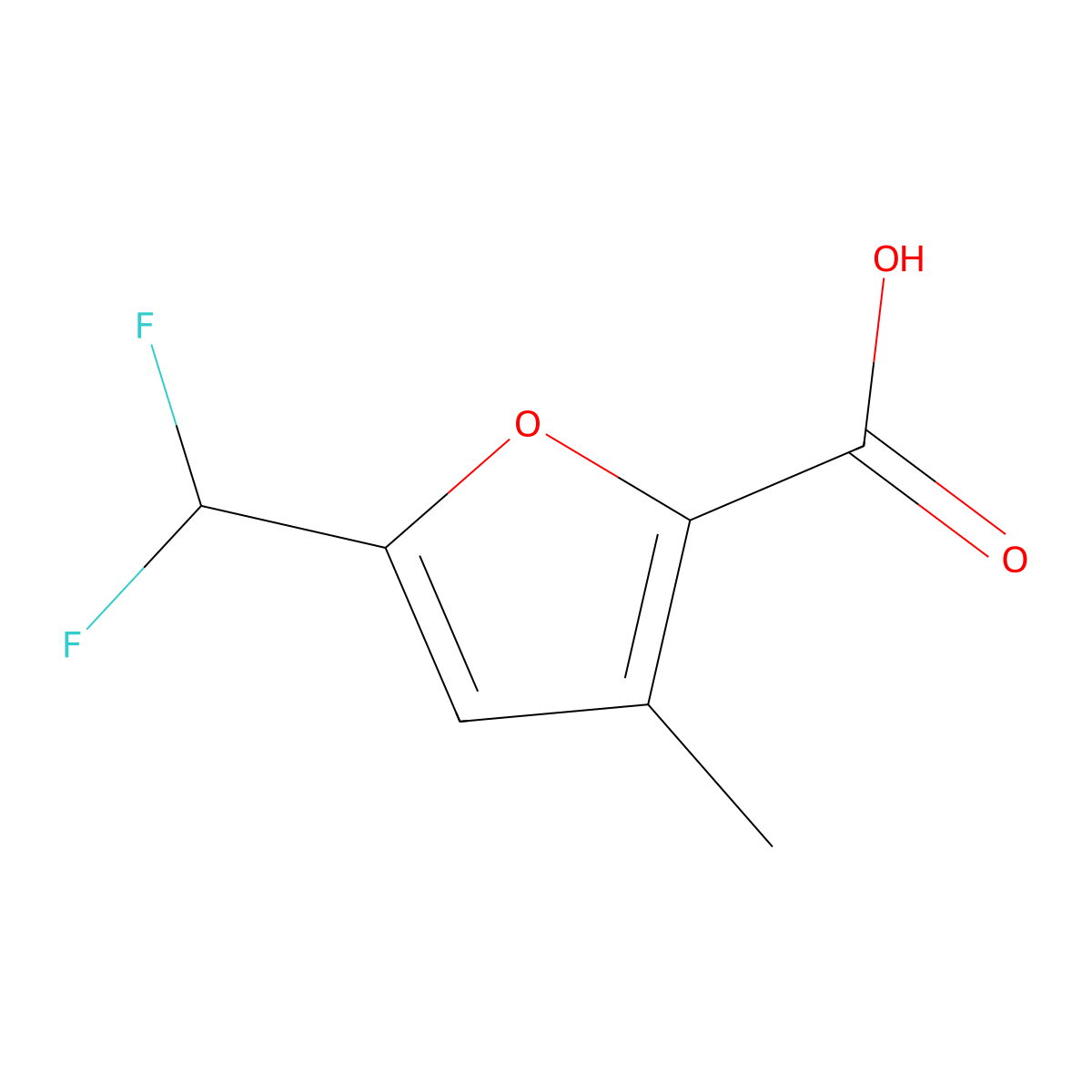 5-(Difluoromethyl)-3-methylfuran-2-carboxylic acid molecular structure, CAS 2031259-27-3