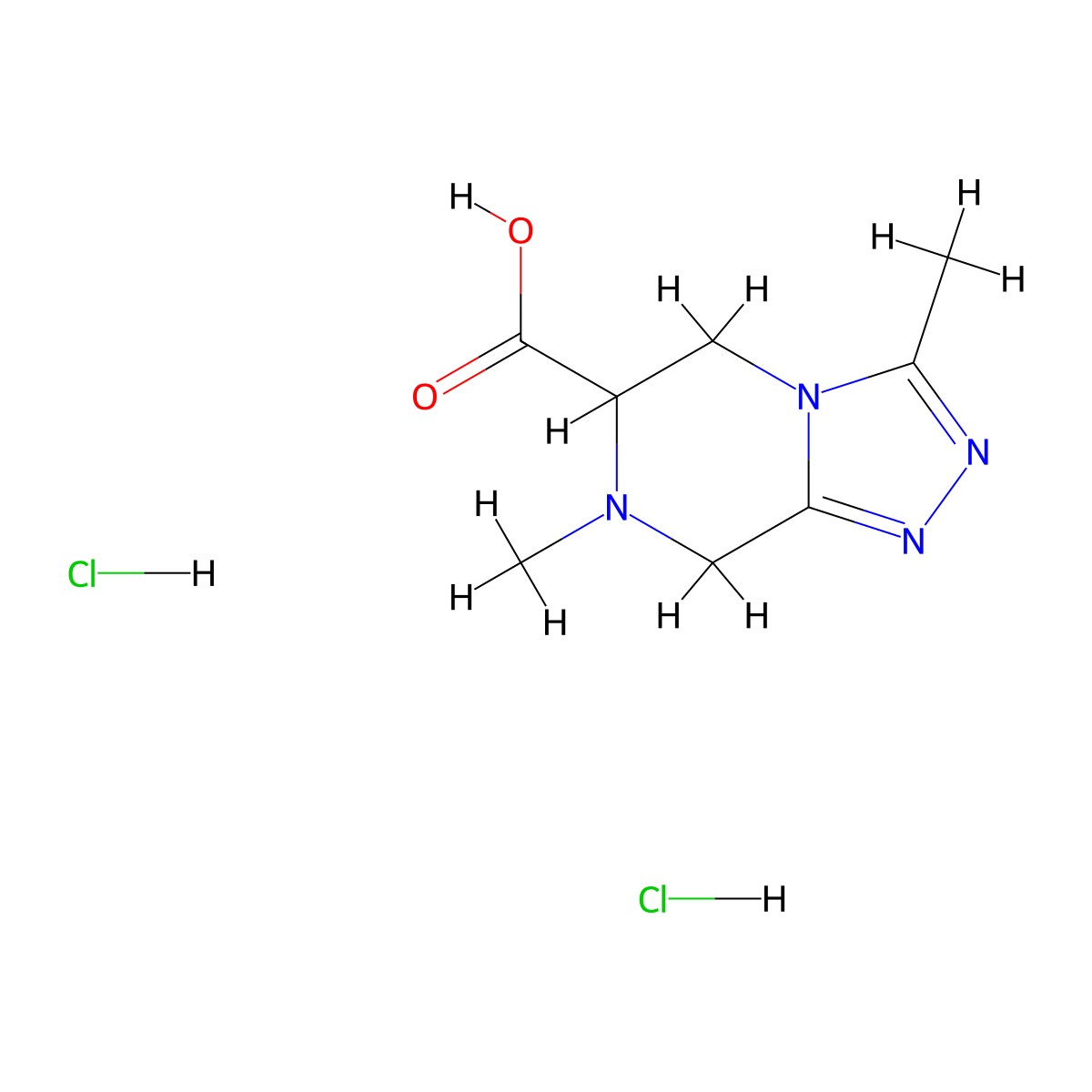3,7-dimethyl-5H,6H,7H,8H-[1,2,4]triazolo[4,3-a]pyrazine-6-carboxylic acid dihydrochloride molecular structure, CAS 2031259-29-5