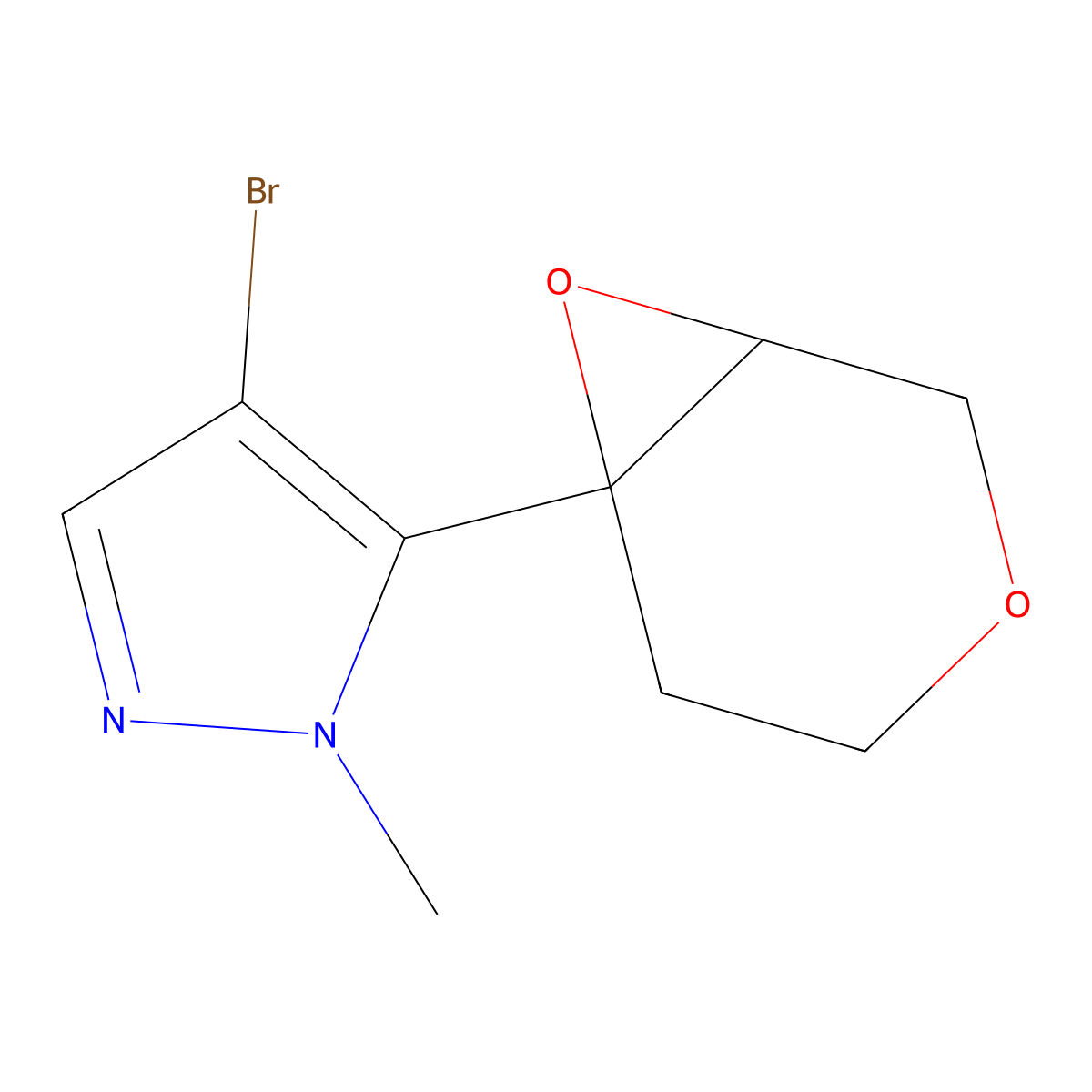 4-bromo-5-{3,7-dioxabicyclo[4.1.0]heptan-6-yl}-1-methyl-1H-pyrazole molecular structure, CAS 2031259-35-3