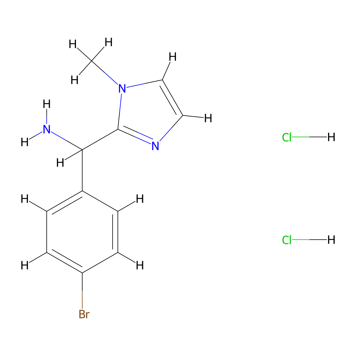 (4-bromophenyl)(1-methyl-1H-imidazol-2-yl)methanamine dihydrochloride molecular structure, CAS 2031259-36-4