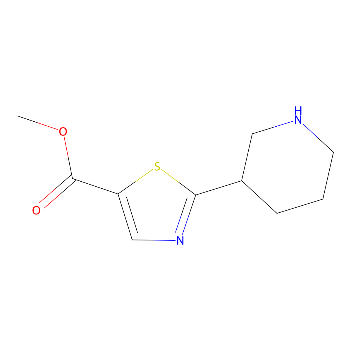 Methyl 2-(piperidin-3-yl)-1,3-thiazole-5-carboxylate molecular structure, CAS 2031259-40-0