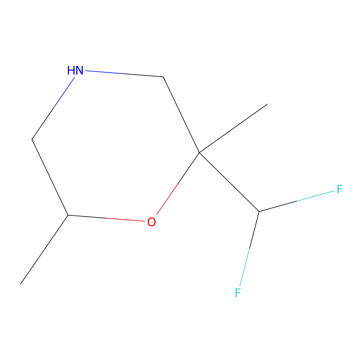2-(Difluoromethyl)-2,6-dimethylmorpholine molecular structure, CAS 2031260-50-9