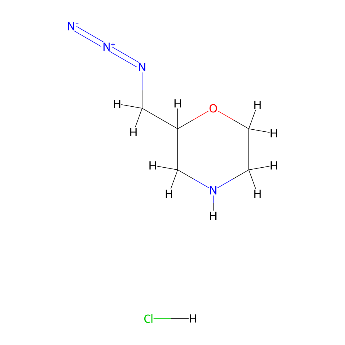 2-(Azidomethyl)morpholine hydrochloride molecular structure, CAS 2031260-53-2