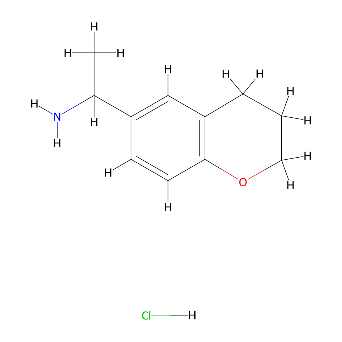 1-(3,4-dihydro-2H-1-benzopyran-6-yl)ethan-1-amine hydrochloride molecular structure, CAS 2031260-58-7