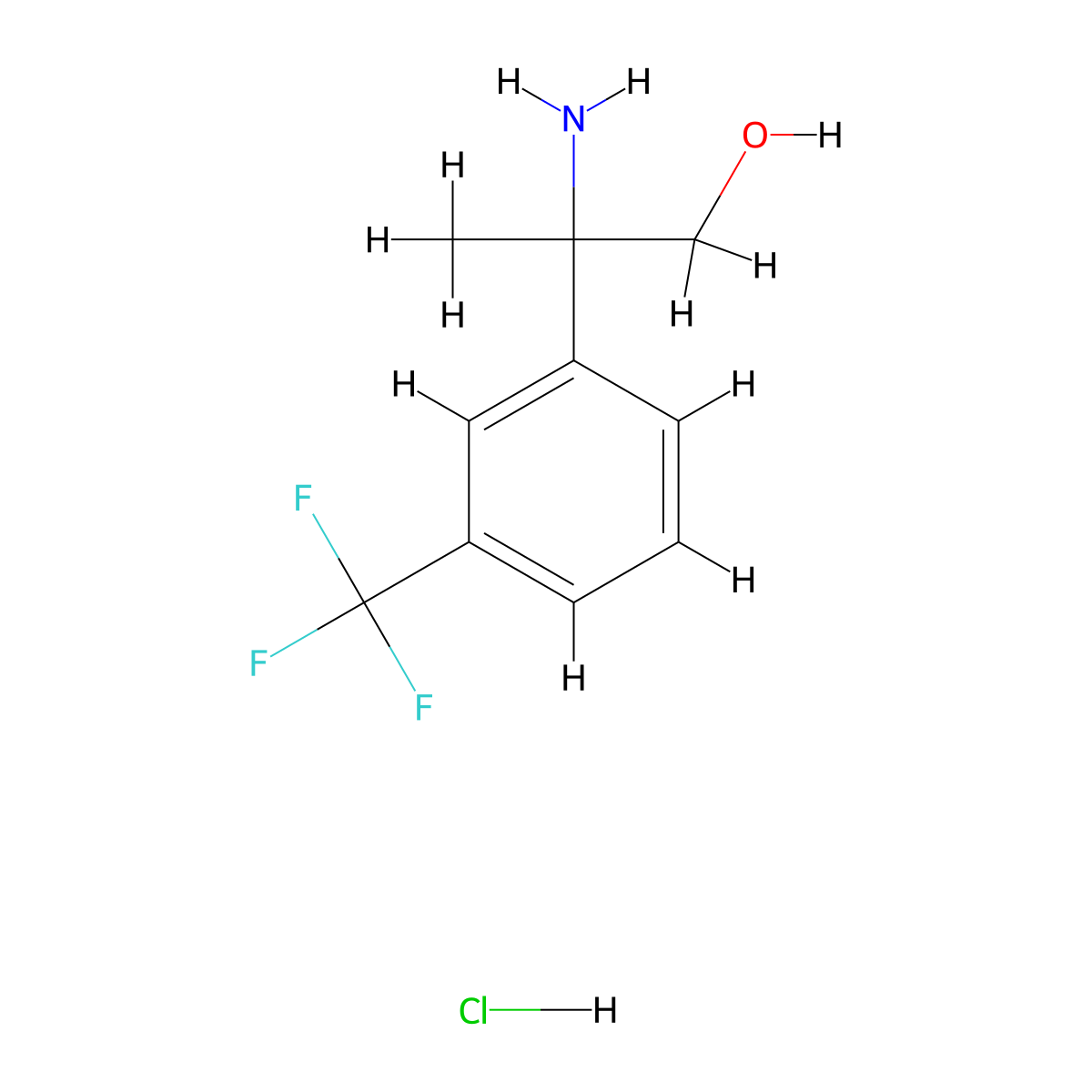 2-Amino-2-(3-(trifluoromethyl)phenyl)propan-1-ol hydrochloride molecular structure, CAS 2031260-60-1