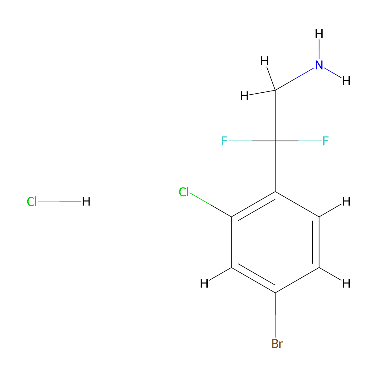 2-(4-Bromo-2-chlorophenyl)-2,2-difluoroethan-1-amine hydrochloride molecular structure, CAS 2031260-70-3