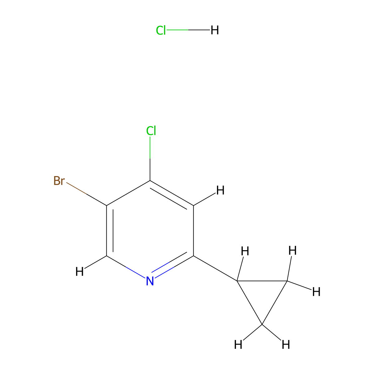 5-Bromo-4-chloro-2-cyclopropylpyridine hydrochloride molecular structure, CAS 2031260-81-6