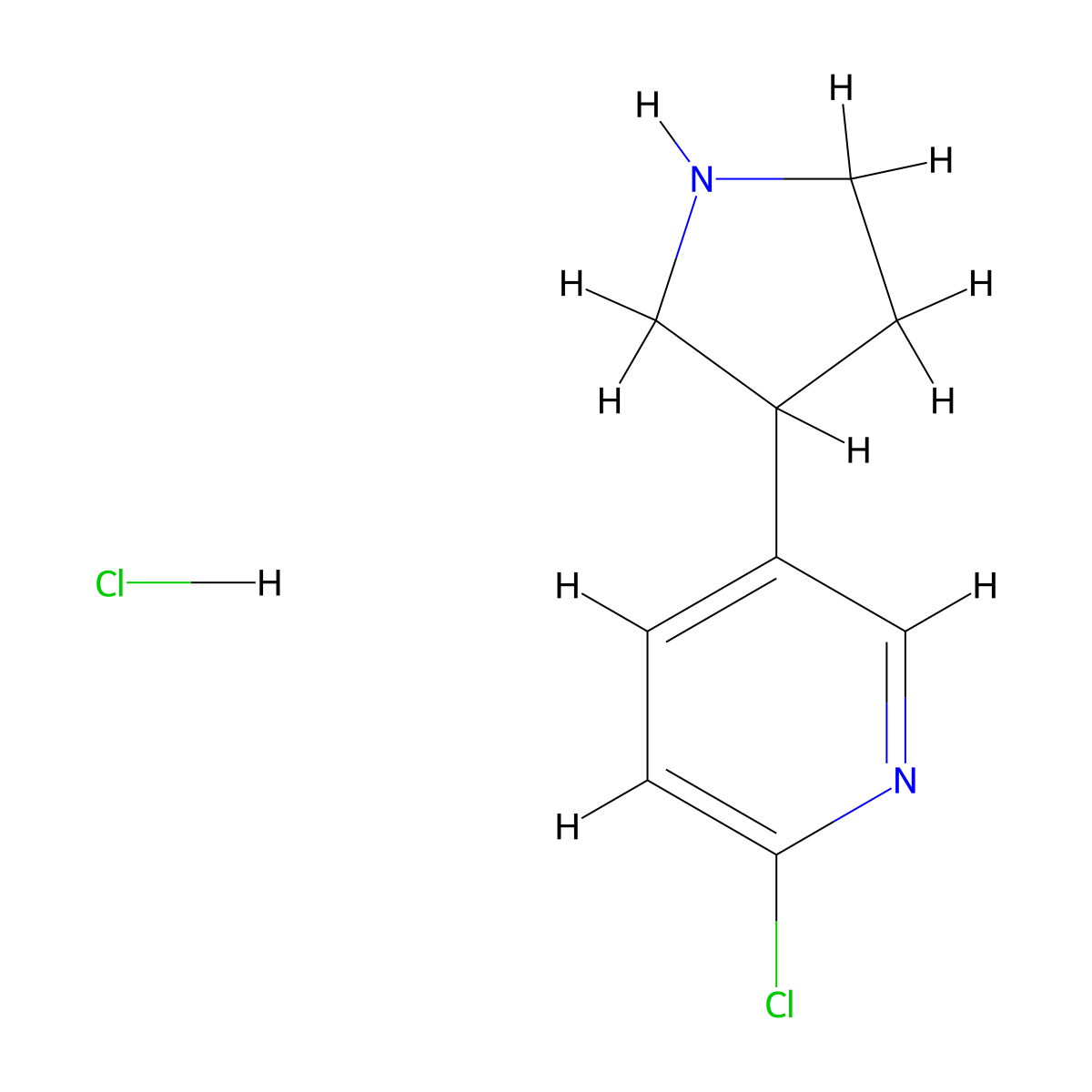 2-Chloro-5-(pyrrolidin-3-yl)pyridine hydrochloride molecular structure, CAS 2031260-83-8