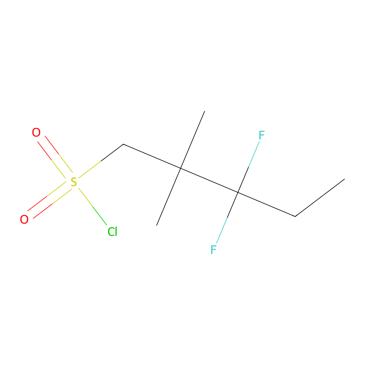 3,3-Difluoro-2,2-dimethylpentane-1-sulfonyl chloride molecular structure, CAS 2031260-94-1
