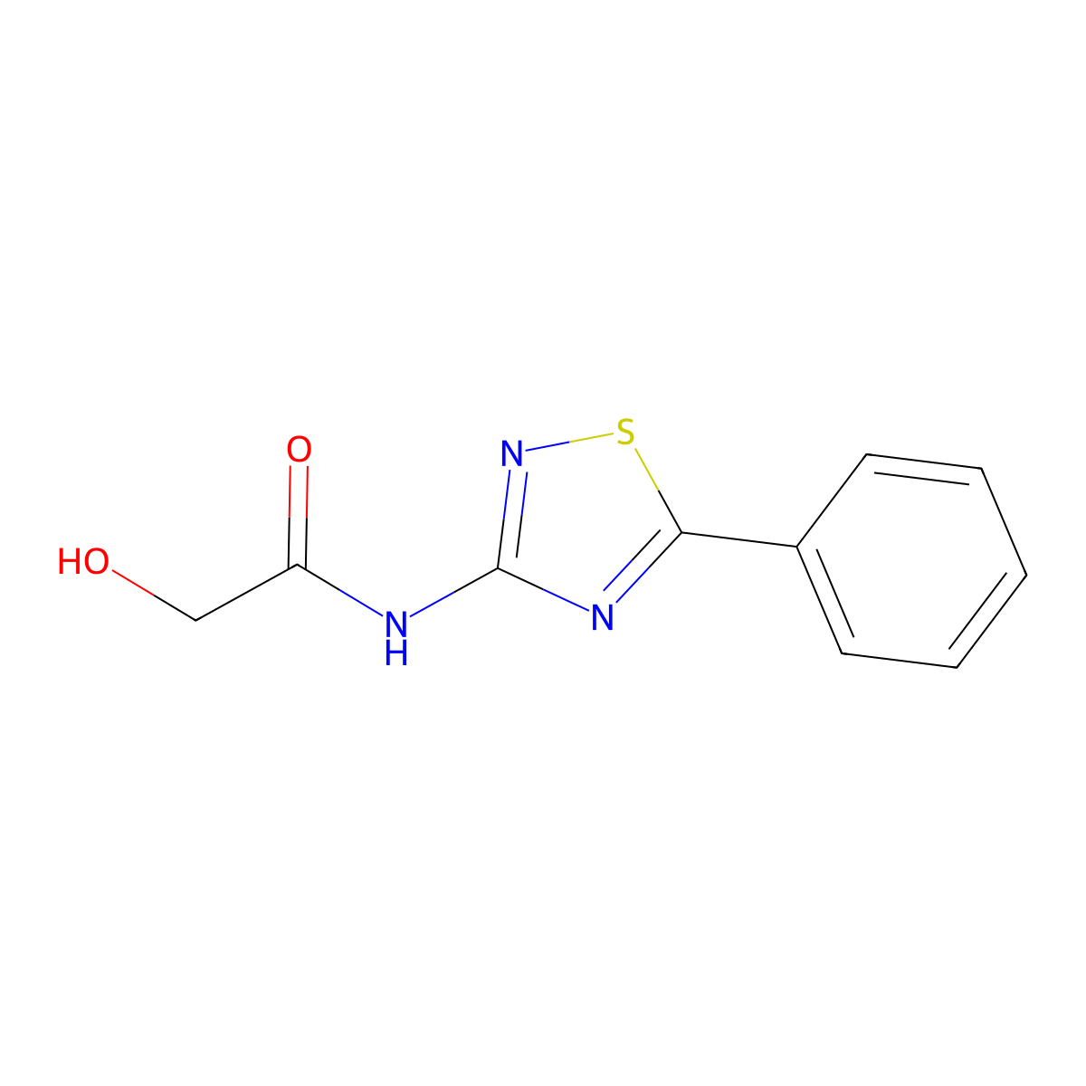 2-Hydroxy-N-(5-phenyl-1,2,4-thiadiazol-3-yl)acetamide molecular structure, CAS 2031260-99-6