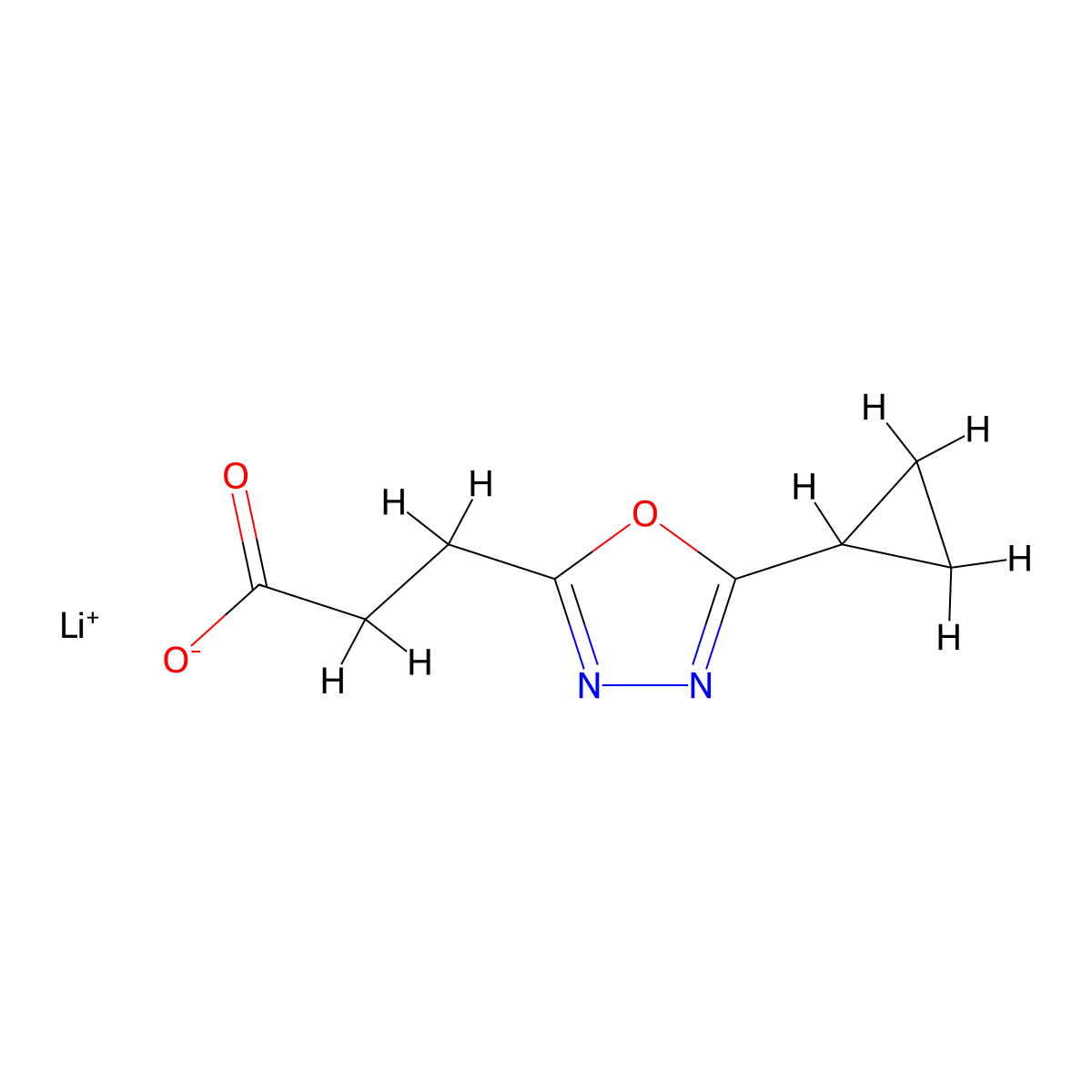 Lithium(1+) ion 3-(5-cyclopropyl-1,3,4-oxadiazol-2-yl)propanoate molecular structure, CAS 2031261-01-3