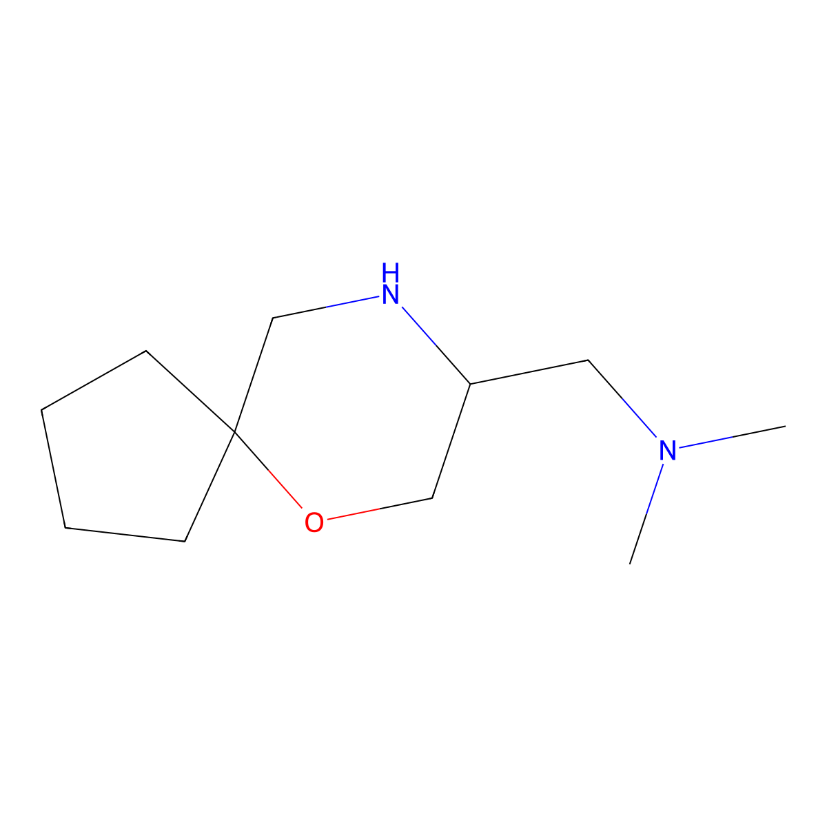 Dimethyl({6-oxa-9-azaspiro[4.5]decan-8-yl}methyl)amine molecular structure, CAS 2031261-03-5