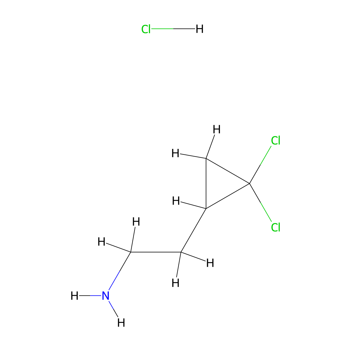 2-(2,2-Dichlorocyclopropyl)ethan-1-amine hydrochloride molecular structure, CAS 2031261-06-8