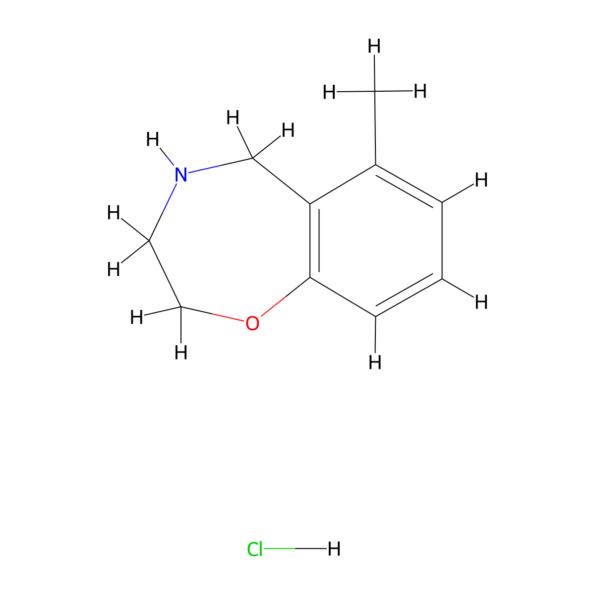 6-Methyl-2,3,4,5-tetrahydro-1,4-benzoxazepine hydrochloride molecular structure, CAS 2031261-10-4