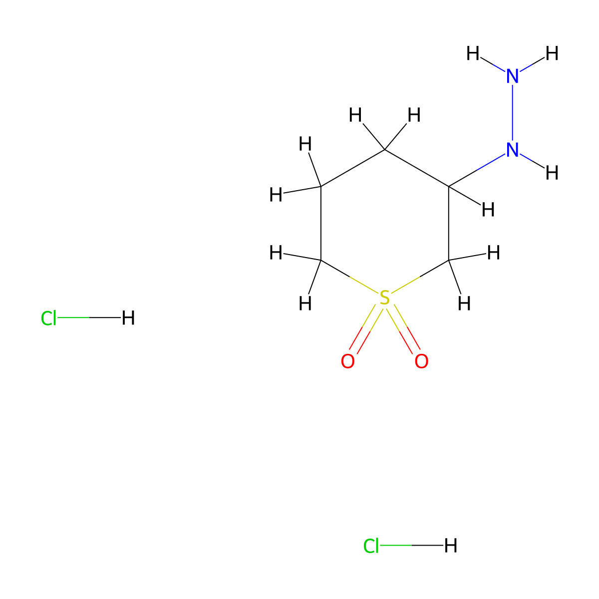 3-Hydrazinyl-1lambda6-thiane-1,1-dione dihydrochloride molecular structure, CAS 2031261-17-1