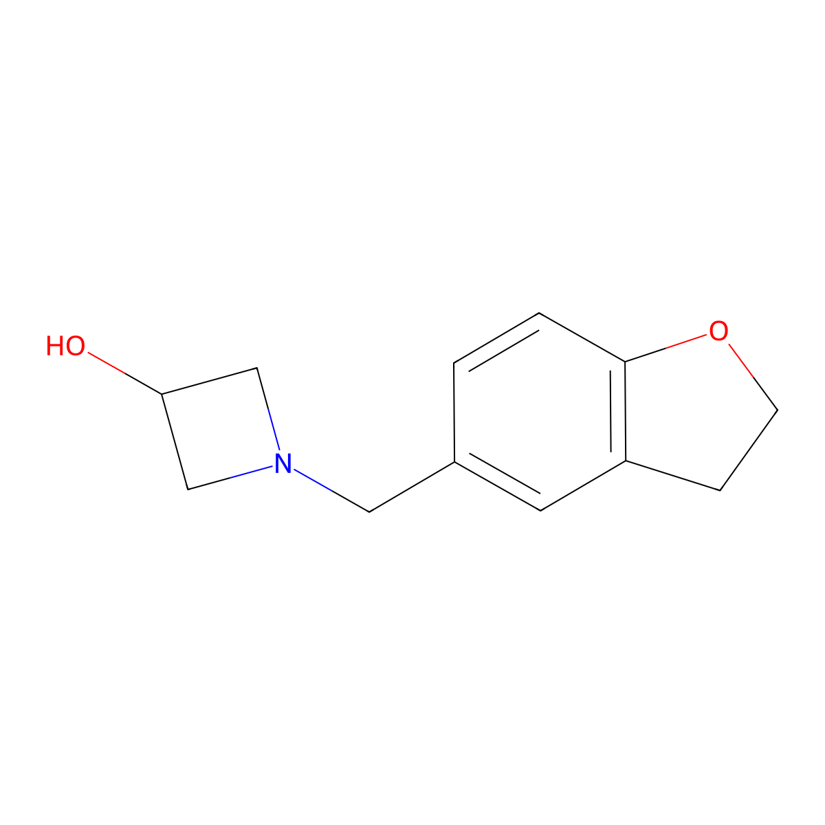 1-((2,3-Dihydrobenzofuran-5-yl)methyl)azetidin-3-ol molecular structure, CAS 2031261-18-2
