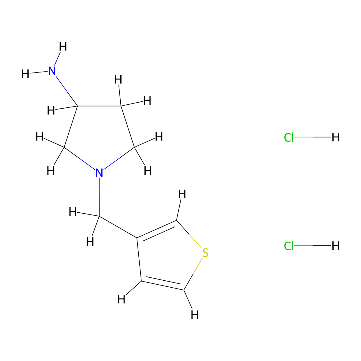 1-[(Thiophen-3-yl)methyl]pyrrolidin-3-amine dihydrochloride molecular structure, CAS 2031261-26-2