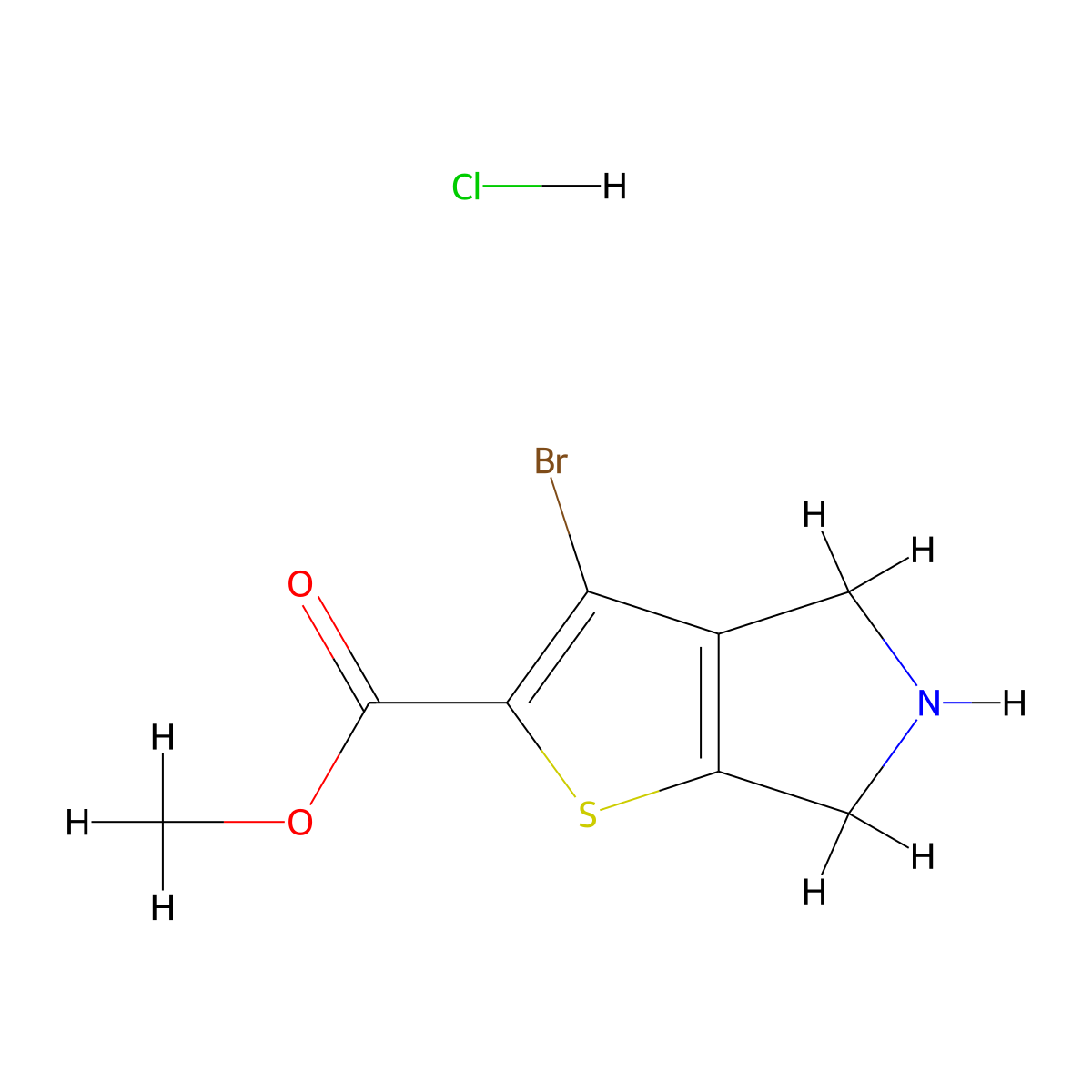 methyl 3-bromo-4H,5H,6H-thieno[2,3-c]pyrrole-2-carboxylate hydrochloride molecular structure, CAS 2031268-71-8