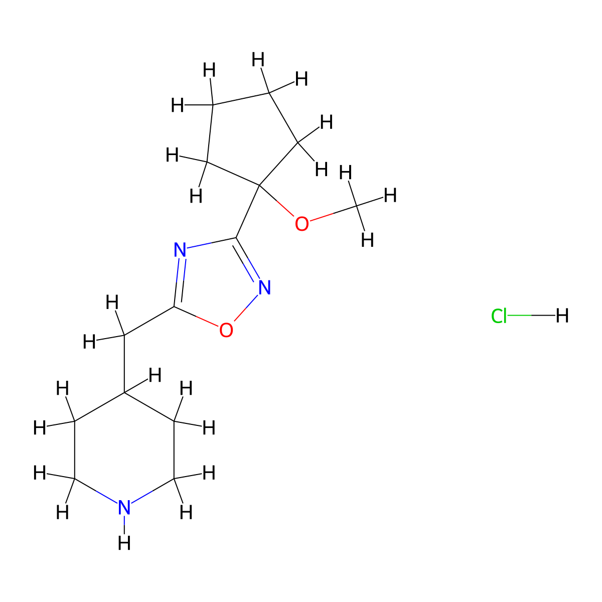 4-{[3-(1-Methoxycyclopentyl)-1,2,4-oxadiazol-5-yl]methyl}piperidine hydrochloride molecular structure, CAS 2031268-84-3