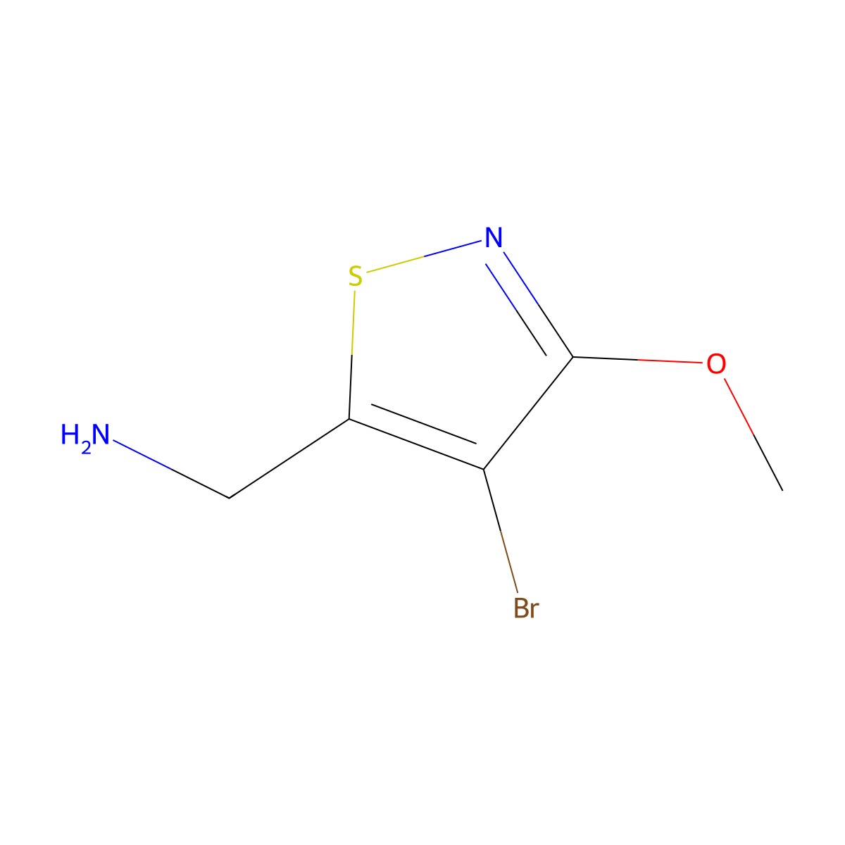 (4-Bromo-3-methoxy-1,2-thiazol-5-yl)methanamine molecular structure, CAS 2031268-85-4