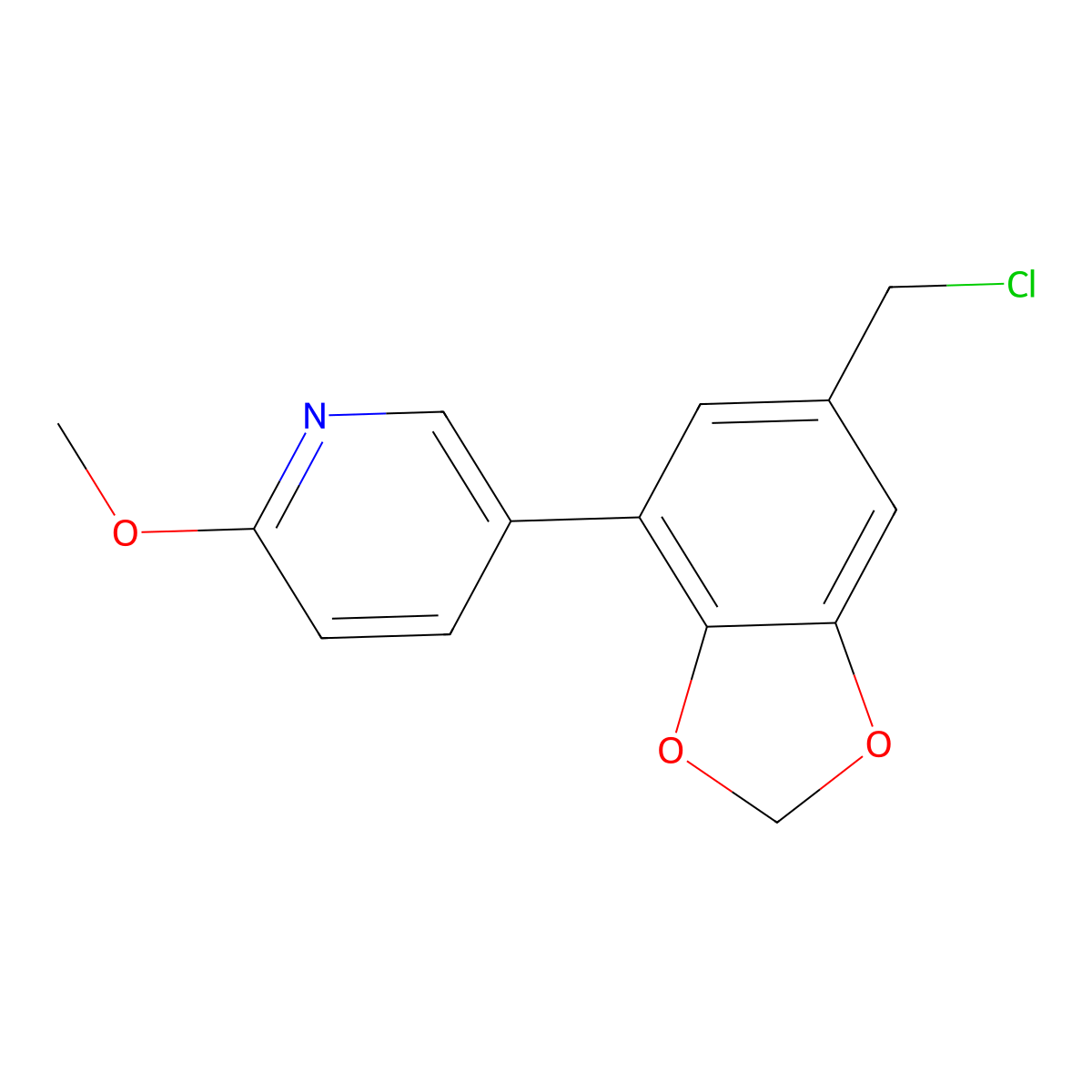 5-[6-(Chloromethyl)-1,3-dioxaindan-4-yl]-2-methoxypyridine molecular structure, CAS 2031268-96-7