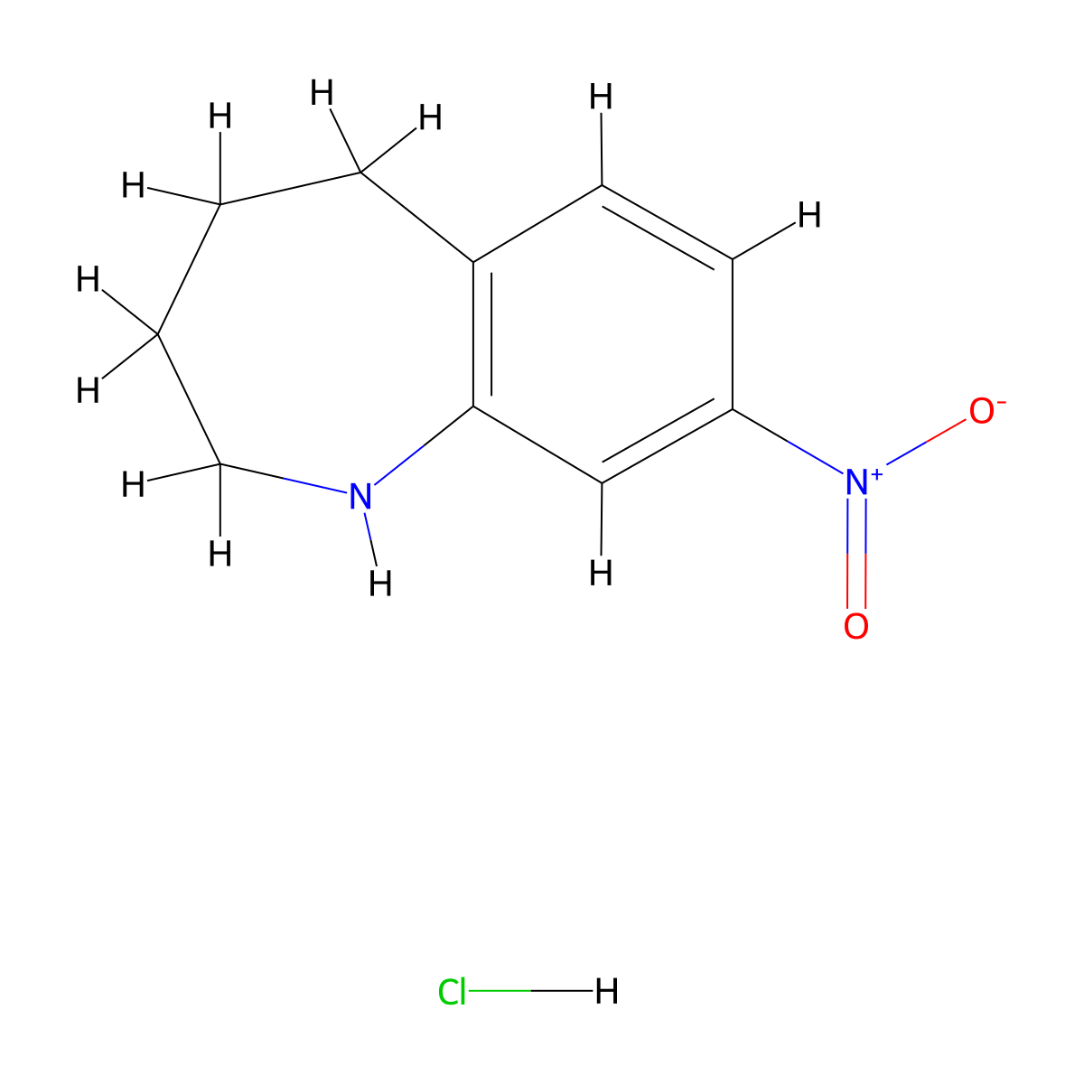 8-nitro-2,3,4,5-tetrahydro-1H-1-benzazepine hydrochloride molecular structure, CAS 2031269-02-8