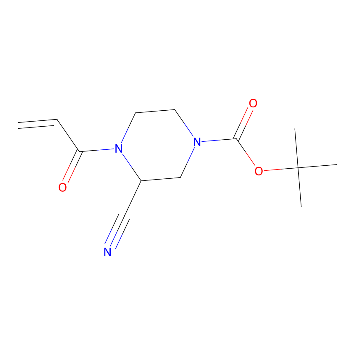 Tert-butyl 3-cyano-4-(prop-2-enoyl)piperazine-1-carboxylate molecular structure, CAS 2031269-08-4